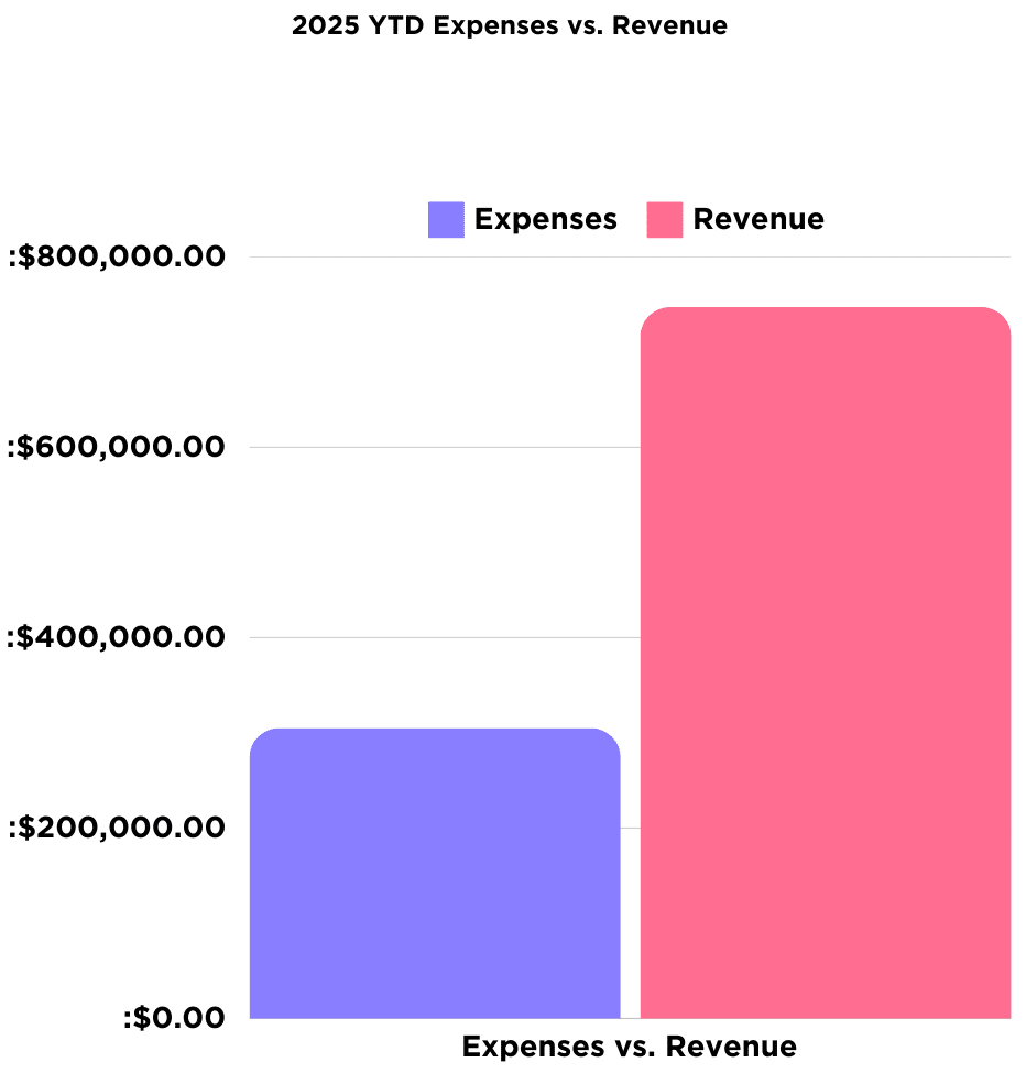La imagen muestra el resumen financiero de Trans Lifeline del 1 de enero al 18 de febrero de 2025